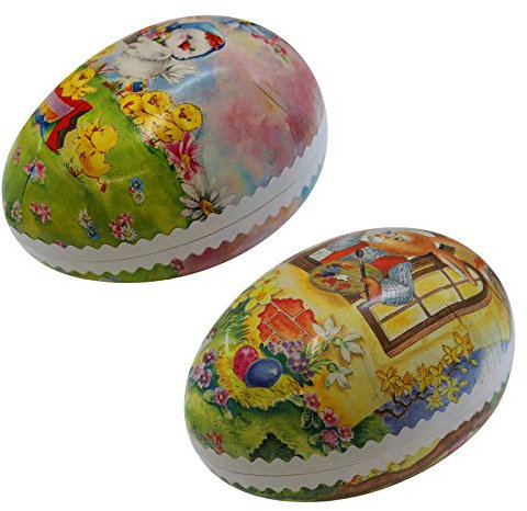 Unbekannt 2er Set Bilderostereier zum Befüllen 15 cm bunt Sortiert, Ostereier, Osterdekoration, Eier, Füllei, Pappei, Papposterei