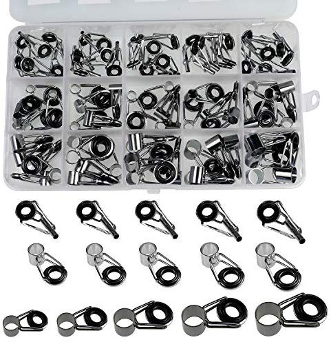 QualyQualy Fishing Rod Guides Repair Kit Ceramic Ring Rod Rebuilding Fishing Rod Eyes Replacement 80pcs