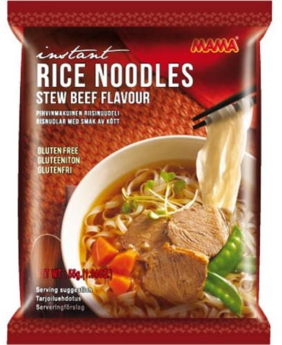 MAMA Fideos de arroz instantáneos, ternera, al vapor, sin gluten 55 g - Lot de 24