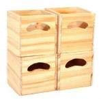 Melody Jane Dolls House 4 Modern Bare Wood Cube Storage Boxes Miniature 1:12