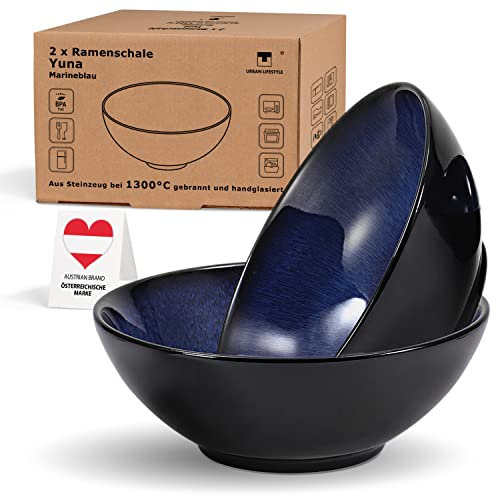 Bol à ramen en céramique, 20 cm, bleu, bol à soupe, bol à salade, bol pour pho, bol pour nouilles ramen, bol à céréales, articles de qualité A-B, peut-être avec de petits défauts de glaçure