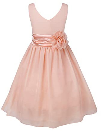 ranrann Robe de Cérémonie Fille Enfant Mousseline Robe Mariage Demoiselle d'honneur Princesse Soirée Elégante Fête Anniversaire Rose Clair 4 Ans
