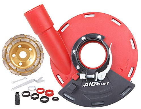 Aidelife Expert Surface Grinding Dust Shroud for Angle Grinder, Universal 5-Inch + Diamond Grinding Cup Wheel AD-1901125D