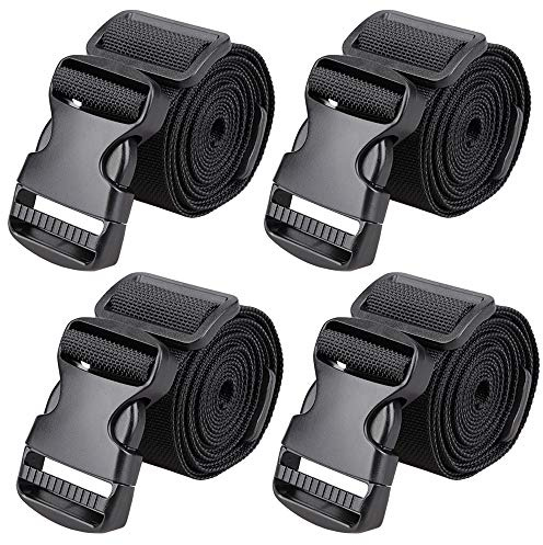 MAGARROW 150cm × 3,8 cm Einstellbar Gurt Gepäckgurt mit Schnalle verstellbar, 4er-Pack (schwarz (4 Stück)