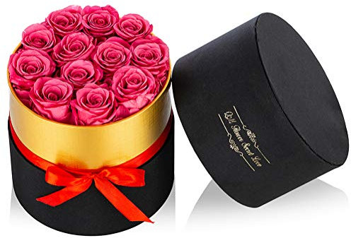 Nuptio Rosas Preservadas Flores Reales, 12 Piezas de Rosas Larga Duración Hechas A Mano, Rosas Infinitas, San Valentín, Madre, Cumpleaños, Boda, Navida (Caja Regalo Mediana)