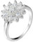 Beydodo Partnerringe Damen Versilbert, Eheringe Blume mit Weiß Zirkonia Verlobung Ringe Silber Trauringe Größe 60 (19.1)