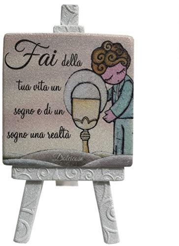 regalami.Shop bomboniera cavalletto Prima Comunione Comunione Bimbo h.10 cm con Scatola Confetti e bigliettino Personalizzato