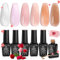 Beetles Gel Nail Polish Set- 6 Pcs Transparent Jelly Milky White Sheer Pink Nude Gel Polish Kit Ultimate Monochrome Collection Soak off UV Nail Lamp DIY Gel Nail Kit Gifts for Women