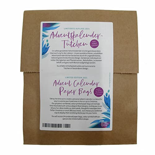 Magic Garden Seeds Adventskalendertütchen - Zum Selbstbefüllen (Limitierte Auflage 2021) - aus braunem Packpapier, Bedruckt mit wunderschönen bunten Pflanzenillustrationen und Nummern