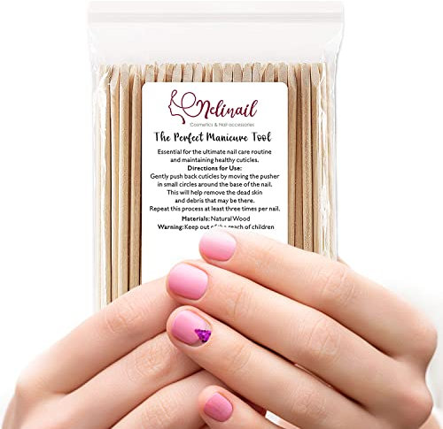 NeliNail 100 Pcs Orange Wooden Cuticle Pusher Tool Sticks, Double-end Wood Cuticle Remover And Nails Art Manicure Pedicure Tools
