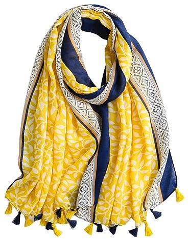 KOOYOL Femme Foulard Boho écharpe pour écharpe Imprimée Florale Légère mode écharpes à Franges Enveloppes Châle