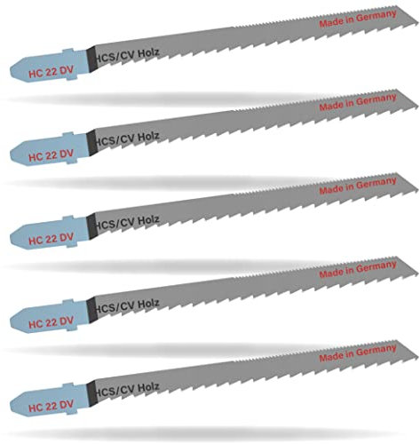 5x Universal Stichsägeblatt Stichsäge HC 22 HCS/CV für Laminat Parkett Spanplatten - 100x6,5x1,45 mm, ZPZ 10 - Made in Germany - kompatibel z. B. mit Black&Decker Einhell AEG Bosch