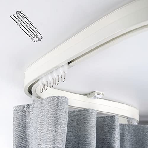 ZIMGOD Vorhangschiene Deckengardinenstange Weiß, Flexible Gardinenstange für Wohnzimmer/Erker/Loft, Gardinenstangen für Wandteiler - Einschließlich Haken (Size : 100cm/3.2ft)