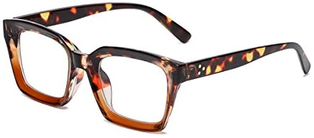 YUELUQU Klassische quadratische Brille, nicht verschreibungspflichtig, dicker Brillenrahmen für Damen und Herren, leopard, Medium