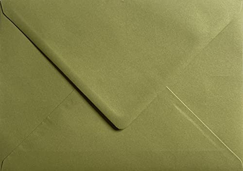 Briefumschläge, 133 mm x 184 mm, für Grußkarten, Hochzeitseinladungen, Basteln, farbige Umschläge, 20 Stück (Olivgrün)