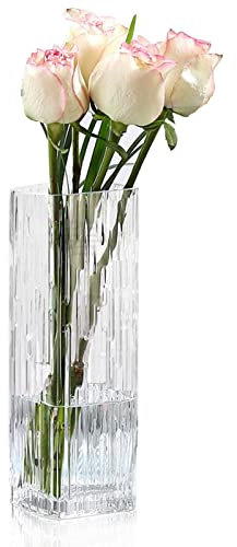 Rxcvkmw Vase carré moderne minimaliste en verre, vase en verre cristal, blanc