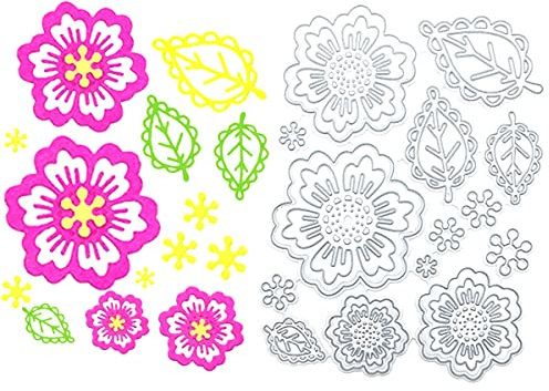 Stanzschablone Blumen,Set Metall Stanzformen Blüte, Silber Stanzschablon Prägeschablone,für DIY Cutting Dies Scrapbooking Album,Schneiden Schablonen Papier Karten Sammelalbum Verpackung Deko