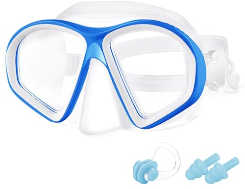 flintronic 1PCS Mascara Buceo Niños, Gafas Buceo Niño, Fun Set de Snorkel, Máscara de Buceo, Anti-Fugas Mascara Snorkel con Tapa de Nariz, Vidrio Templado Gafas de Natación Niños, para 4-12 Años