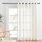 PONY DANCE Leinentextur Vorhänge im Landhausstil Ösenschal 1er Set Extra Breite Gardinen Wohnzimmer Leinen Vorhang Hellbeige Halbtransparent, H 210 x B 254 cm