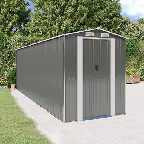 Keketa Gartenhaus Hellgrau 192 x 606 x 223 cm Stahl verzinkt Gerätehaus Gartenhaus Gartengeräte