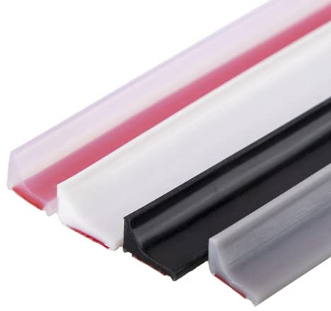 KAYLEINSTER Silicona Barrera de Ducha Sistema de Retención de Agua Para Platos de Ducha,Barrera de Agua Para Umbral de Ducha Flexible, Tope Agua Autoadhesivo Para Suelos y Encimeras 1m Transparente