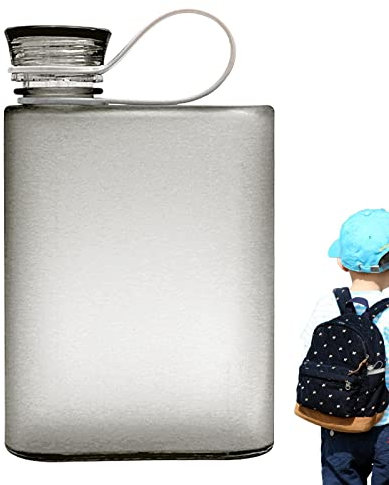 Renywosi Bouteille d'eau carrée - Gourde d'extérieur étanche Plate et Mince de 380 ML,Bouteille Transparente Portable avec Joint en Silicone, Bouteille d'eau de Camping pour Les Voyages Scolaires