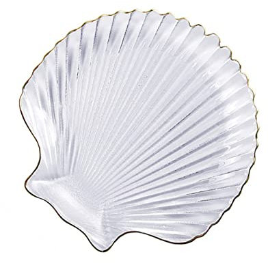 UPKOCH Assiette En Verre Transparent À Bord Doré – Élégante Assiette De Service Pour Desserts Et Plats