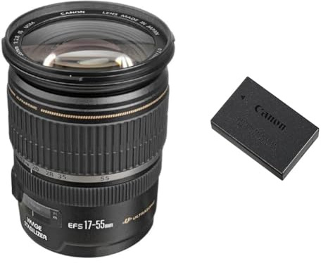 Canon EF-S 17-55mm F2.8 is USM Objektiv (77mm Filtergewinde) schwarz & 9967B002 Akku LP-E17, schwarz