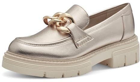 MARCO TOZZI Damen Loafer mit Absatz mit Plateausohle Vegan, Beige (Platinum), 39 EU