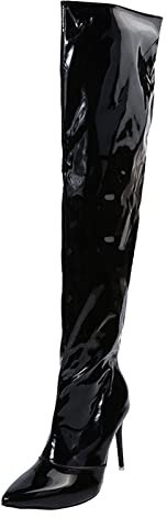 Damen Overknees Stiefel Jack Damen Lammfell, einfarbig, helles, Seitenreißverschluss, dünne, hochhackige Overknee-Stiefel Schuhe Für Damen (Black, 39)