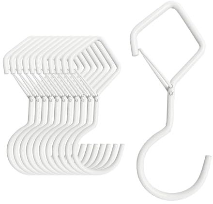 MOGADEE® 10 Stück S Haken Weiß, Haken zum Einhängen, Haken mit Sicherung, Haken für Kleiderstange für Küche Werkstatt Badezimmer Garten Schlafzimmer Draussen