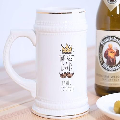 Wanapix | Jarra Cerveza Personalizada | Jarra Cerveza Alemana | Cerámica | 580 ml | Apta Lavavajillas | Regalo Original | Día del padre