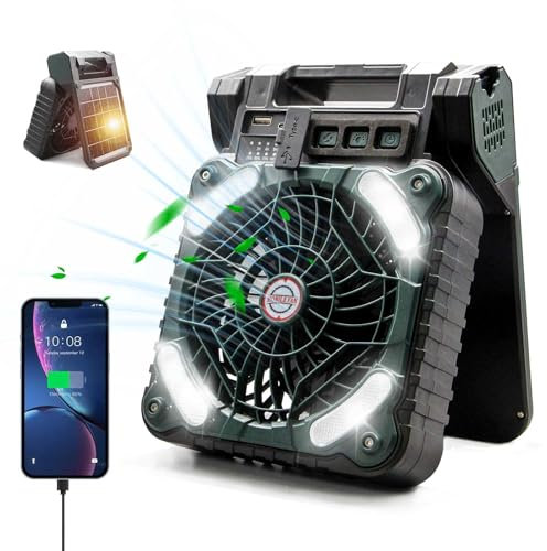 MICOTA Camping Fan 20000mAh with LED Lantern, Rechargeable Battery Operated Outdoor Fan