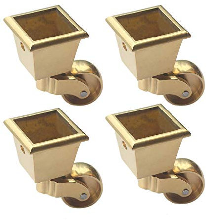 Schwerlastrollen Set mit 4 Messingrollen, quadratischen Möbelrollen, Lenkrollen aus Metall, for Klavier, Couchtisch, Sofa, Tragfähigkeit 440 Pfund