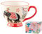 JINTN Large Floral Printed Bone China Footed Mugs - Breakfast, Tea, Coffee, Soup and Cereal Mugs