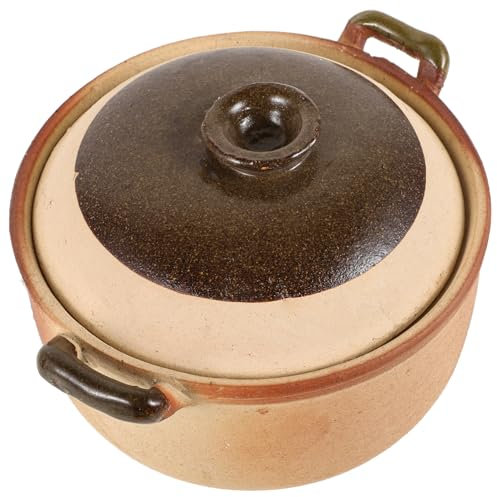 Amosfun Pentola Di Terracotta Per Cucinare Casseruola Con Coperchio Pentola Di Terracotta Pentole Pentole In Ceramica Forno Pentola Per Stufato Zuppa 1 5 L