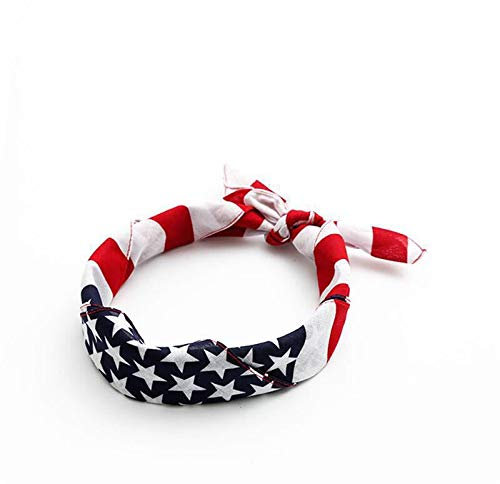 Hrlace Quadratischer Hund Bandana Amerikanische Flagge Haustier Bandanas Schal Sterne und Streifen Abnehmbare Multifunktions-Haustier Lätzchen Halstuch Zubehör Halsband, 1 Stück Fliegende Flagge