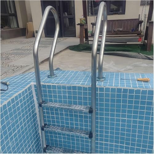 XDRGOOIUY Swimmingpool Leiter, Hochleistungsschildsrutsche 2/3 Stufen Edelstahlstufen Leiter, Pool -Pedale Handläufe