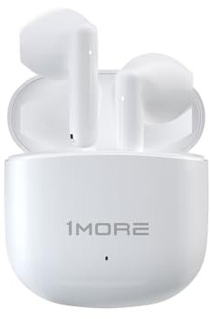 1MORE Q10 True Wireless Earbuds, Bluetooth 5.3 Half in-Ear Lightweight Ear Buds, Comfort Fit, Deep Bass Headphones with Dual Mics, 26H Playtime, one Step-Pairing, IPX4 Waterproof Earphones, White