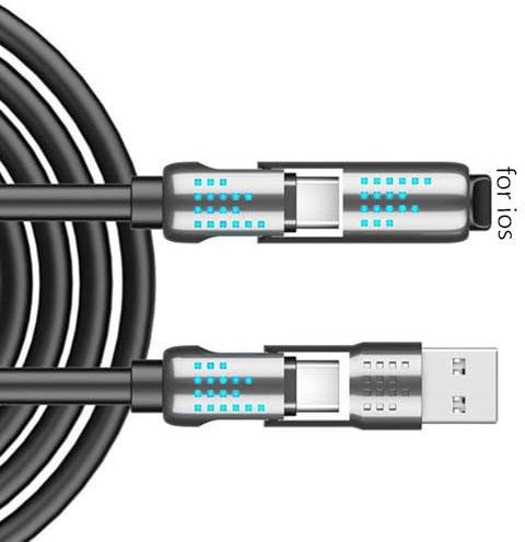 Cable USB 4 En 1 Genérico - Cargador De Cable Inteligente Múltiple | Cables Inteligentes De Carga Rápida, Cable Inteligente De Carga USB Para La Mayoría De Tabletas De Teléfonos, Lleno