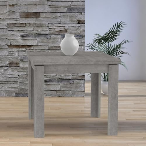 Yellow shop - Tavolo quadrato allungabile a libro per cucina, sala pranzo, soggiorno, cm 80x80, 90x90, 100x100 RODI grigio effetto cemento opaco, Made in Italy (90 x 90)