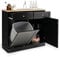 Buffet autonome à 2 portes avec poubelle inclinable, comptoir en bois d'hévéa et tiroirs, armoire de rangement à linge résistante aux animaux domestiques (noir)