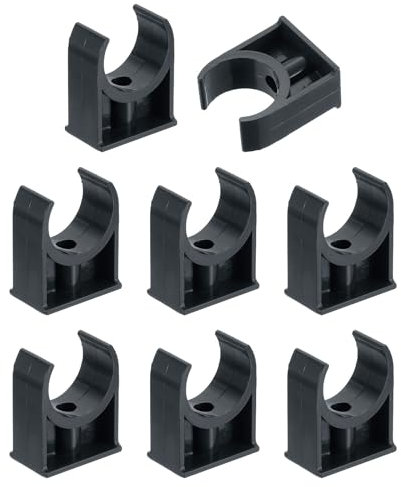 sourcing map 8Pcs PVC Water Pipe Clamps Clips, U-Shaped Tubing Hose Buckles, Irrigation Tube Holder for 32mm OD for TV Trays Tubing Hose Hanger Support Tubing, Black
