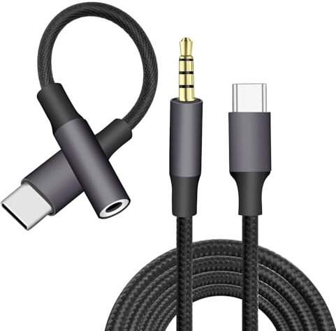 Evavii USB C auf aux kabel 1M & Adapter USB C auf Klinke, Aux Adapter zu 3.5mm Kopfhörer für iPhone 15 Pro Hua-wei P40/P30/P20/Mate20,S22/S21/S20/Note