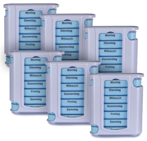 Laro Tablettenbox Farbauswahl 7 Tage mit 4 Fächern pro Tag - Wahlweise 3/6/12/24/48/96 Stück Seniorenfreundlich, Anzahl:3, Farbe:Blau