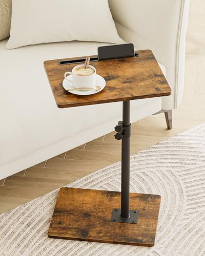 Apetaccat Side Table, C-Shaped Adjustable Sofa Table, 360°Swivel Coffee Tables,40x30x(45-83) cm,Small End Tables Bedside for Living Room, Bedroom(Black)