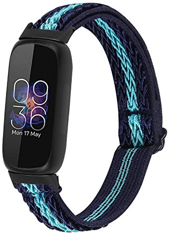 CZhkg Nylon Uhrenarmbänder für Fitbit Inspire 3 Strap, Atmungsaktiv Weberei Sportbänder Armbind Bracelet Ersatzarmbänd Wristband Schnellspanner Wristband für Fitbit Inspire 3 Watch (Blau grün)