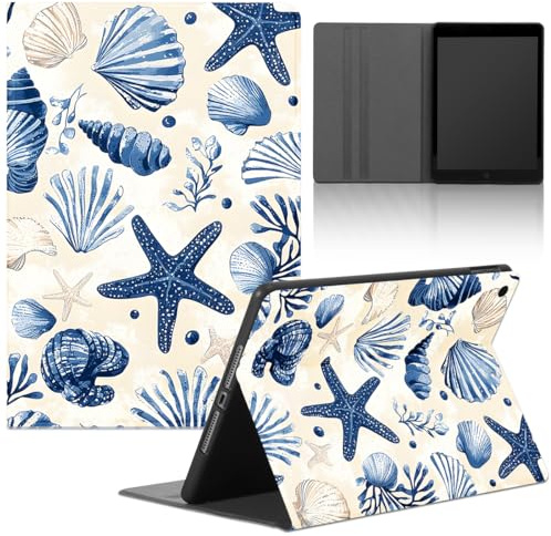 Stradvnaly Funda Tablet para Lenovo Tab M10 FHD Plus 10,3 TB-X606F/TB-X606X,Carcasa Lindo Cartoon Caracola Verano Estrella Mar Alga Marina de Cubierta Plegable Cuero de PU Función de Soporte Case