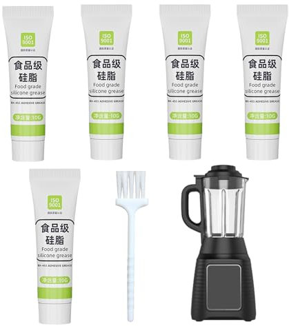 Food Grade Silicone Grease O‑Ring Seal 5‑Pack With Brush – Silicon Grease For Coffee Machine, Ice Cream Machine & Water Purifier – High Temp Waterproof NSF Certified Lubricant Tubes