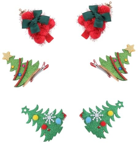 DEARMAMY 6 Pcs Épingles à Cheveux de Noël Forme Arbre de Noël Accessoires de Coiffure Festifs Plusieurs styles
